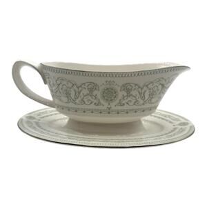 Royal Worcester Allegro Gravy Boat with Attached Plate